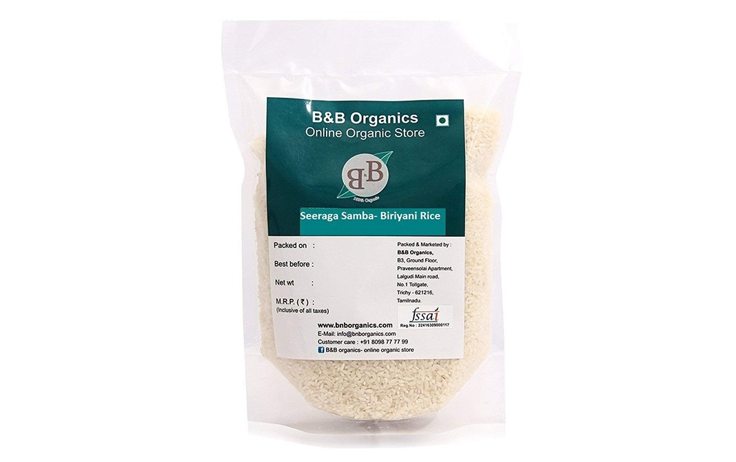 B&B Organics Seeraga Samba- Biriyani Rice    Pack  3 kilogram